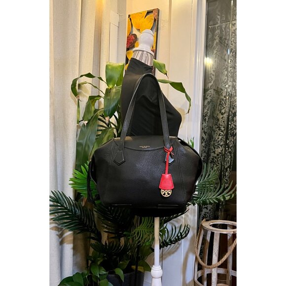 TORY BURCH BLACK PERRY HANDBAG - Picture 1 of 10